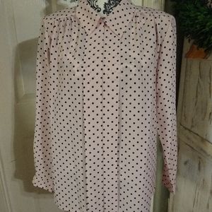 Fashion Attitudes size 12 pink polkadot button up